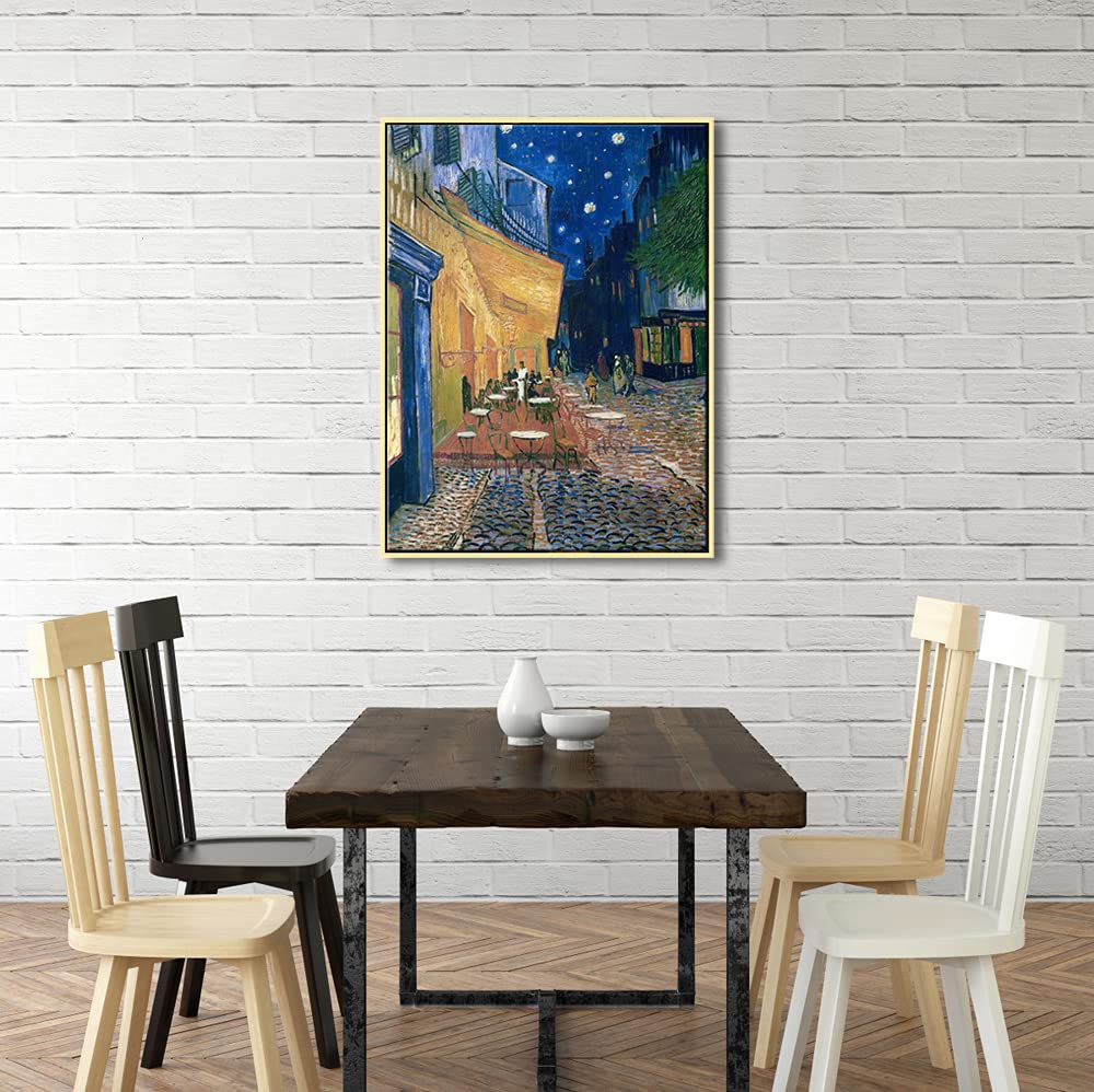 Wieco Art Framed Art Giclee Canvas Prints Of Cafe Terrace At Night Canvas Prints Wall Art By Van Gogh Paintings Abstract Framed